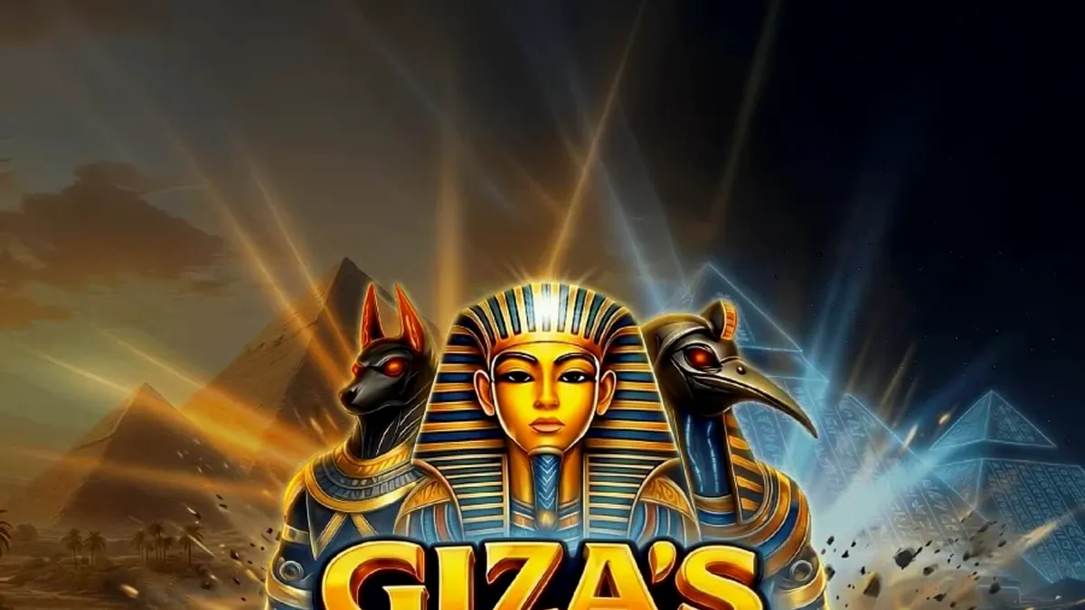 Interface do jogo de slot Giza’s Portals com tema egípcio