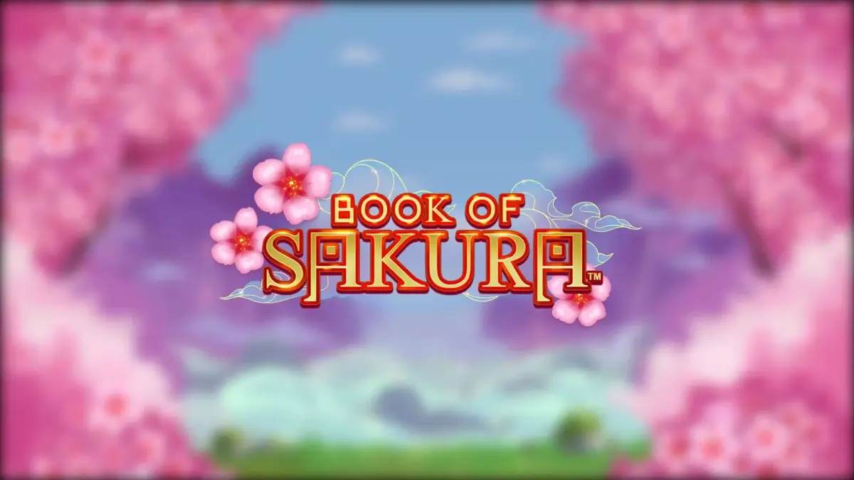 Cena serena de flores de cerejeira e elementos tradicionais japoneses no slot Book of Sakura